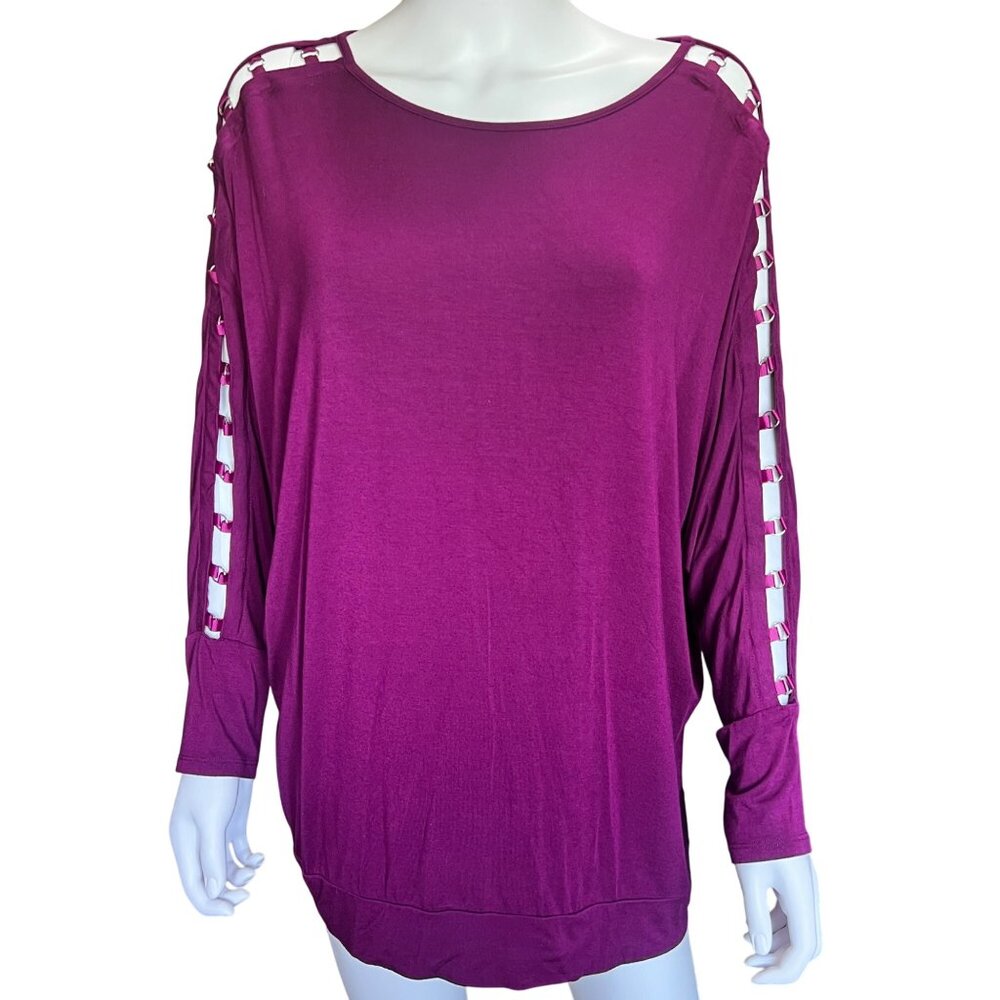 Torrid Super Soft Knit Purple Top Dolman Cutout Design Sleeve Womens Size 0/L